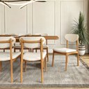 Ver imagem 6 de Cadeira Catarina Madeira Eucalipto Nobre com Assento Estofado para Sala e Cozinha - Champagne