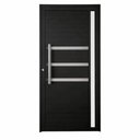 Ver imagem 1 de Porta de Giro Alumínio Preto Lambril c/Visor Lateral e Friso Px 60cm Maxx - 210x80 - Direita
