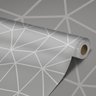 Papel de Parede Adesivo Lavável Cinza Geométrico Liso 3m - 4