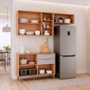 Ver imagem 4 de Cozinha Modulada 3 Peças Brilhante com 01 Balcão e 02 Armários Aéreo Bege/Cinamomo/Platina