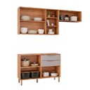 Ver imagem 5 de Cozinha Modulada 3 Peças Brilhante com 01 Balcão e 02 Armários Aéreo Bege/Cinamomo/Platina