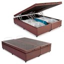Ver imagem 2 de Cama Box Baú Queen Bipartido Marrom Sintético 42x158x198