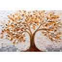 Ver imagem 2 de Quadro Árvore da Vida Serene Forest Folhas Brancas Douradas Sala Quarto Casa Escritório