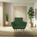 Ver imagem 1 de Poltrona Decorativa Leticia Suede Verde Pés Palito Castanho - Pallazio
