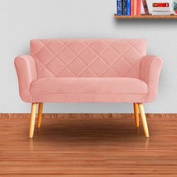 Namoradeira Decorativa Isabela Pés Palito Suede Rosa - Ds Estofados - 5