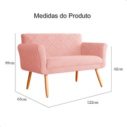 Namoradeira Decorativa Isabela Pés Palito Suede Rosa - Ds Estofados - 4
