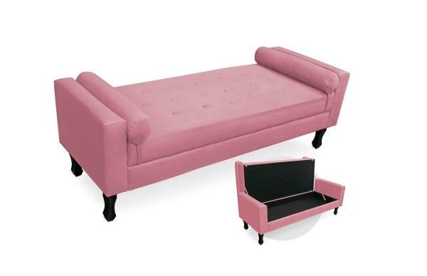 RECAMIER BAU FELIX SOLTEIRO 90CM SUEDE ROSA - 1