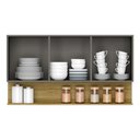 Ver imagem 2 de Armário Aéreo 3 Portas Nicho 120 cm Cinza Gris Freijó Line Kits Paraná