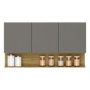 Ver imagem 1 de Armário Aéreo 3 Portas Nicho 120 cm Cinza Gris Freijó Line Kits Paraná