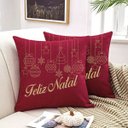 Ver imagem 1 de Almofada Vermelha Natal 40x40cm Feliz Natal Dourado Fastlar Almofada Natal Capa com Enchimento