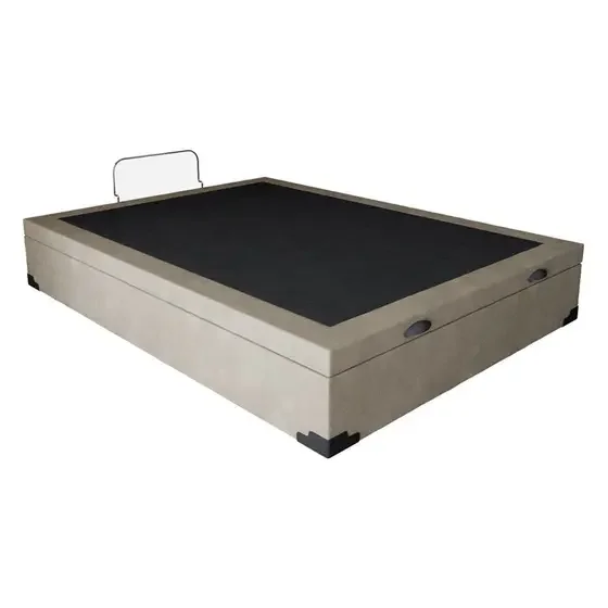 Cama Box Baú Casal Colchão Molas Bonnel + Box Suede Bege Sp Móveis 69x138x188:Bege - 2