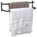 Ver imagem 1 de Porta Toalhas Toalheiro Duplo P/ Porta ou Parede Preto 60cm