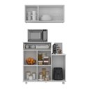 Ver imagem 3 de Kit Armário de Cozinha 93cm com Balcão Multiuso para Micro-ondas Multimóveis Mp2282 Branco