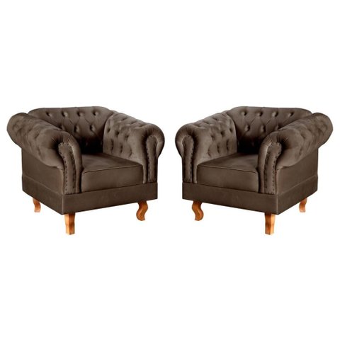 Conjunto 2 Poltronas Dom Pedro Cor:Veludo Marrom 260