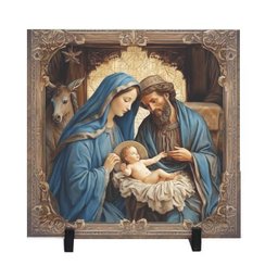 Azulejo Cristo Presépio Maria Evangélico Católico Jesus Decoração - 1