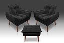 Ver imagem 1 de Kit 2 Poltronas Opala + 1 Puff Opala Suede Preto - Tucanos Estofados