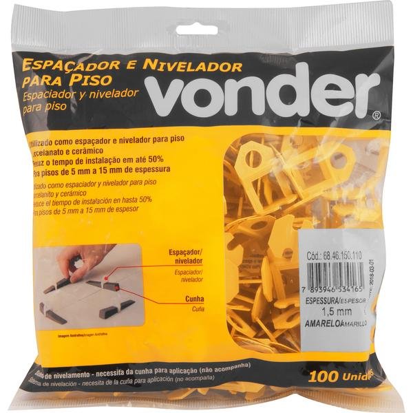 Nivelador Piso Amarelo 1,50mm com 100 peças - Vonder - 3