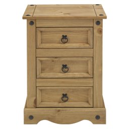 Mesa de Cabeceira de Madeira com 3 Gavetas Marrom Antique - 2