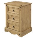 Ver imagem 1 de Mesa de Cabeceira de Madeira com 3 Gavetas Marrom Antique