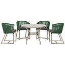 Ver imagem 1 de Mesa com 4 Cadeiras de Jantar Roma 100cm e Noronha em Aluminío Fendi Corda Nautica Estofado 11 Trama
