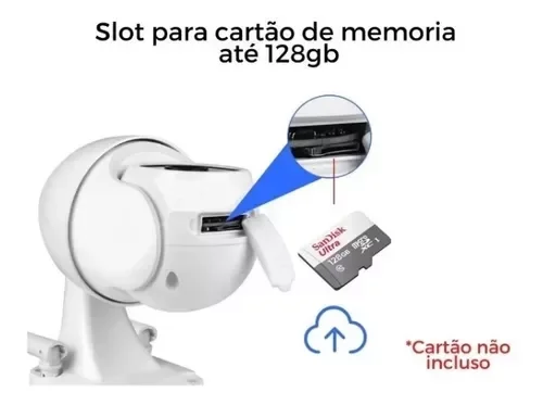 Camera de Segurança Ip Inteligente Speed Dome Sem Fio Wi-fi Full Hd 2mp Infravermelho, Microfone, Au - 3