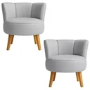 Ver imagem 1 de Kit 2 Poltronas para Sala Compacta Tecido Corano Luxo Estrutura Reforçada Pés em Madeira Natural