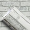 Ver imagem 1 de Adesivo de Parede Tijolo À Vista Branco Cinza Impermeável Lavável 3d para Quarto e Sala