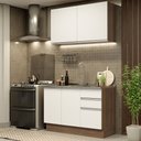Ver imagem 1 de Cozinha Compacta Madesa Glamy 120003 com Armário e Balcão (Sem Tampo e Pia) Rustic/Branco Cor:Rustic