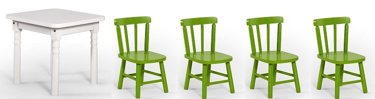 Conjunto Infantil 60x60 Com 4 Cadeiras - Verde - JM Móveis - 1