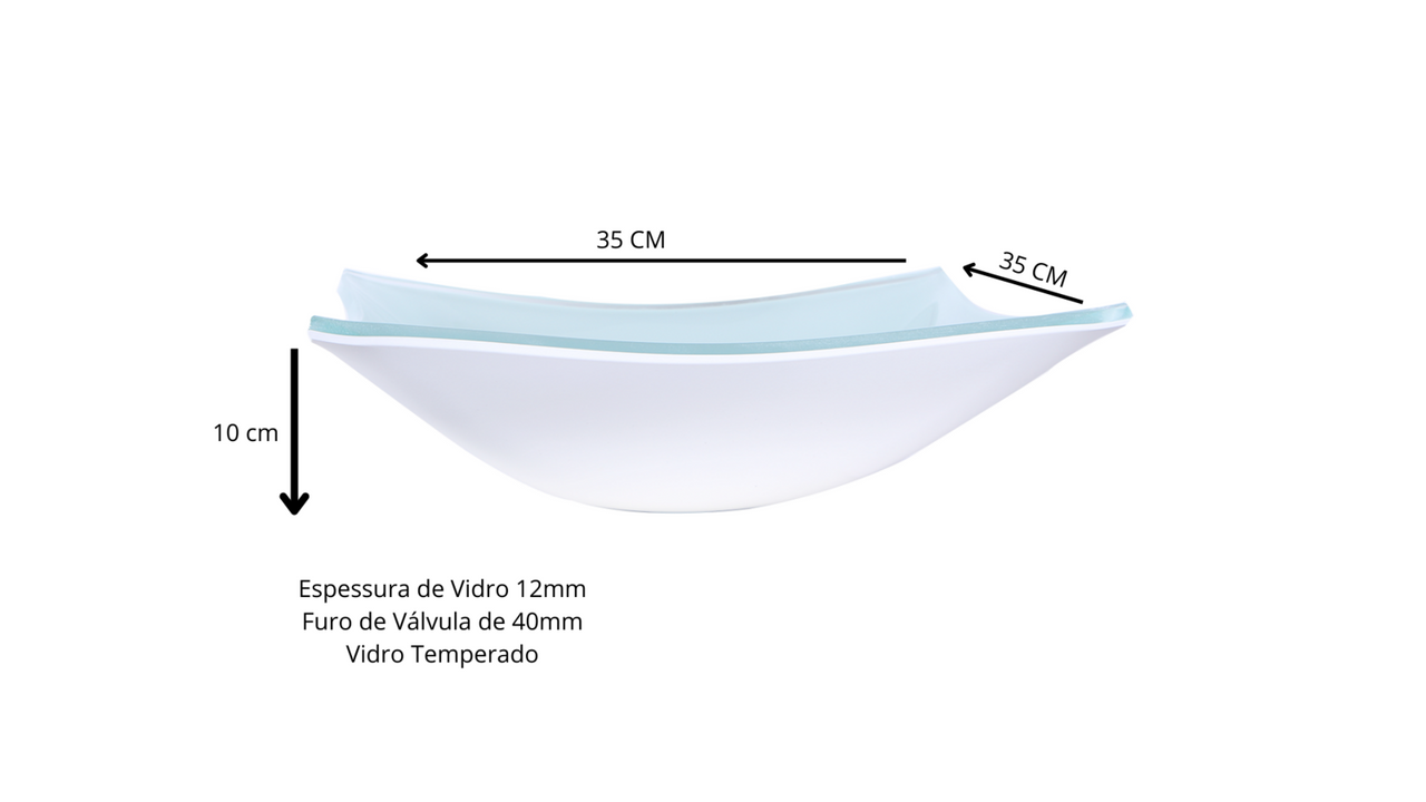 Cuba de vidro Quadrada Branco - 2