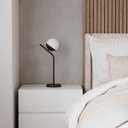 Ver imagem 4 de Kit 2 Abajur de Mesa Moderno Inclinado Preto com Vidro Globo com Lâmpada Branco Quente Decoração
