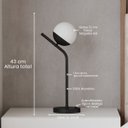 Ver imagem 3 de Kit 2 Abajur de Mesa Moderno Inclinado Preto com Vidro Globo com Lâmpada Branco Quente Decoração