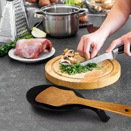 Kit 03 Descanso para Talheres Silicone Utensilio Preto - 4