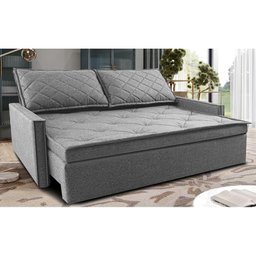 Sofá Sem Caixa Retrátil e Reclinável 1,65m Cama inBox Loft Linho Cinza Claro - 1