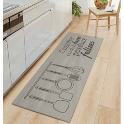 Tapete Passadeira Antiderrapante Areia Felizes Chumbo 45x140cm FASTLAR - 1