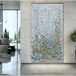 Quadro Pintado A Mão Arte Abstratos Paisagens Pollock - 1