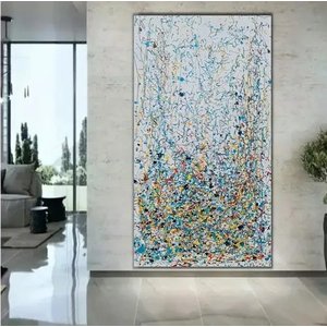Quadro Pintado A Mão Arte Abstratos Paisagens Pollock