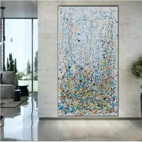 Quadro Pintado A Mão Arte Abstratos Paisagens Pollock