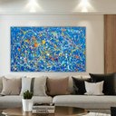 Ver imagem 1 de Quadro Tela Abstrato Pintado A Mao Pintura Sala Sn21 Pollock