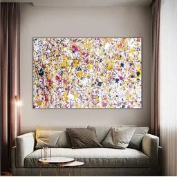Quadro Pollock Pintado A Mão Abstrato Vertical Horizontal - 4