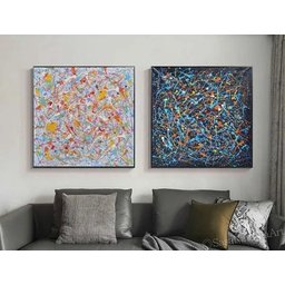 Quadro Tela Abstrato Original Pintado A Mão Pollock - 1