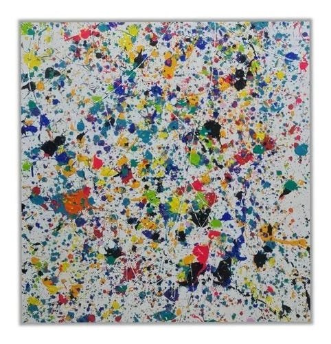 Quadro Pintado A Mão Abstrato Pollock Horizontal - 2