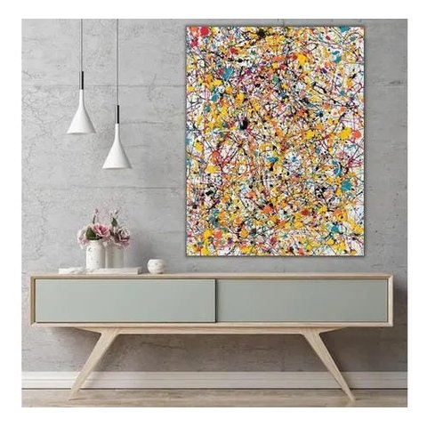 Quadro Grande Moderno Pintado A Mão Pollock Arte Verdadeira