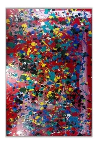 Quadro Grande Pollock Pintado A Mão 90x150 Vermelho - 2