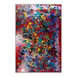 Quadro Grande Pollock Pintado A Mão 90x150 Vermelho - 2