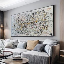 Pintura Tela Abstrato Quadro Decorativo Pollock Pintado Rt12 - 3
