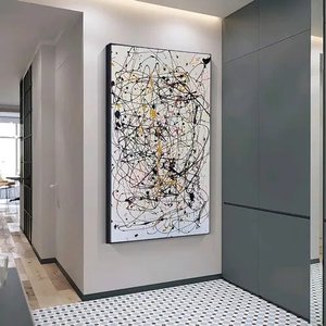 Pintura Tela Abstrato Quadro Decorativo Pollock Pintado Rt12