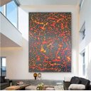 Ver imagem 2 de Quadro Tela Abstrato Sala Pintado Horizontal Pollock Pintura