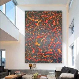 Quadro Tela Abstrato Sala Pintado Horizontal Pollock Pintura - 2