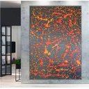 Ver imagem 4 de Quadro Tela Abstrato Sala Pintado Horizontal Pollock Pintura